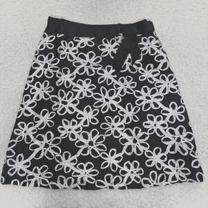 TIBI Floral A-Line Skirt Ribbon Lined Print With Bow Women's Sz 8